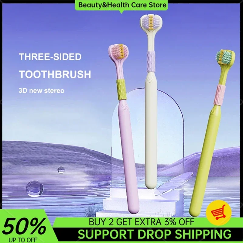 Premium Soft Bristle Three-sided Toothbrush Whitening Brushes Comprehensive Cleaning Family Toothbrushes Adult Dental Oral Care