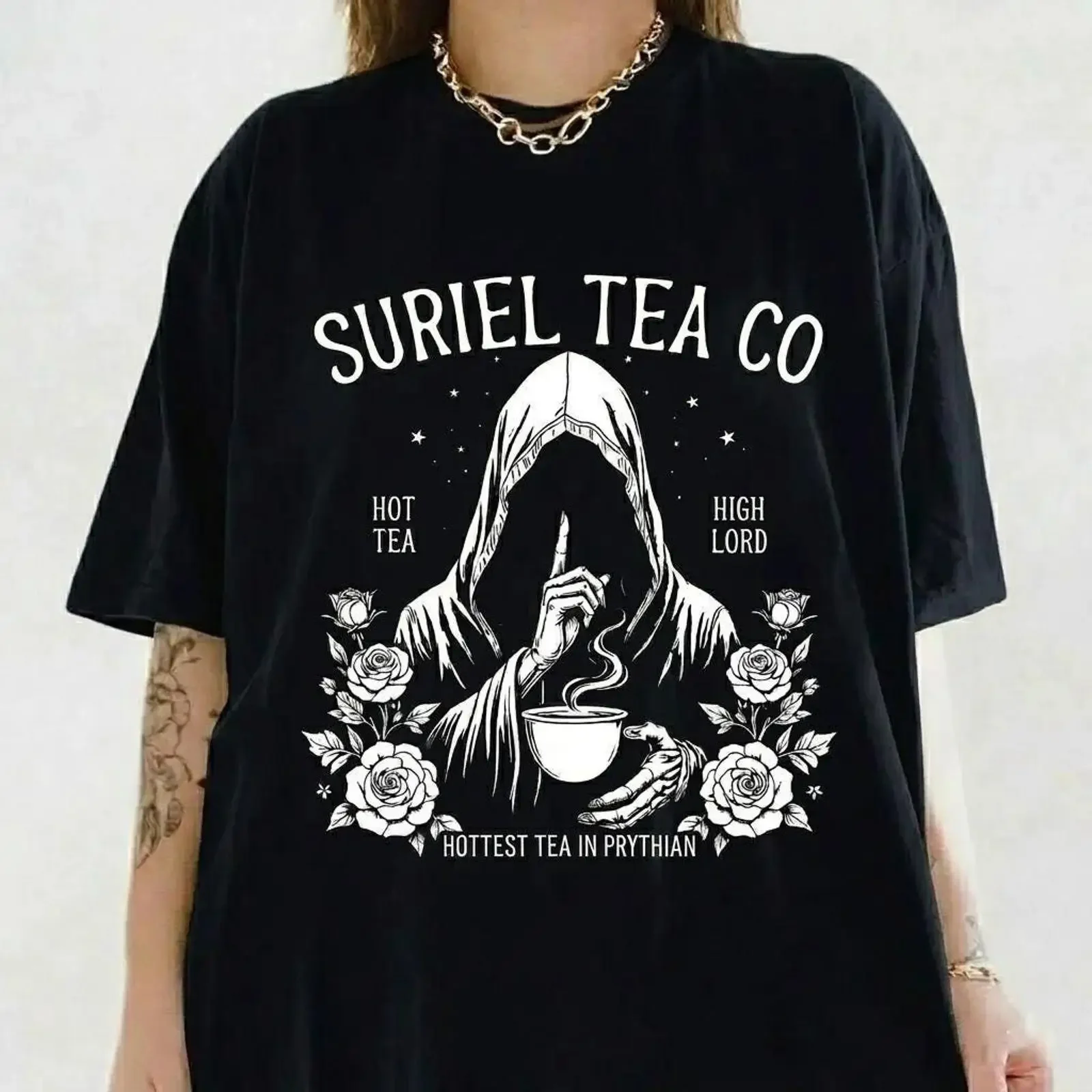 Suriel Tea Co ACOTAR T Shirt A Court of Thorns and Roses Hottest in Prythian Night Bookish SJM Merch vintage Washed Versatile