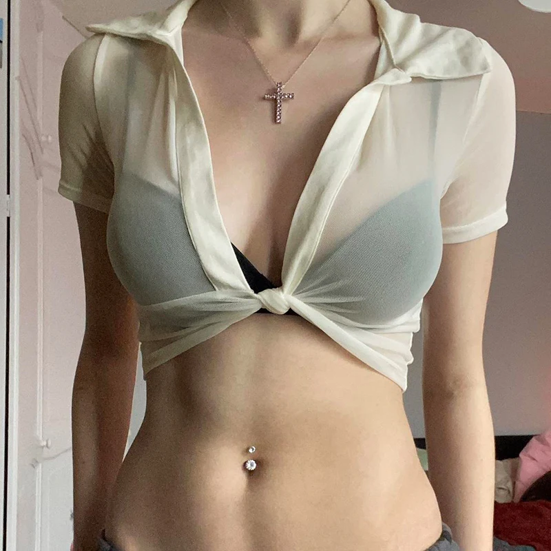 

Women's Slim Fit Shirt, Flimsy Short Tops, European And American Style 2025