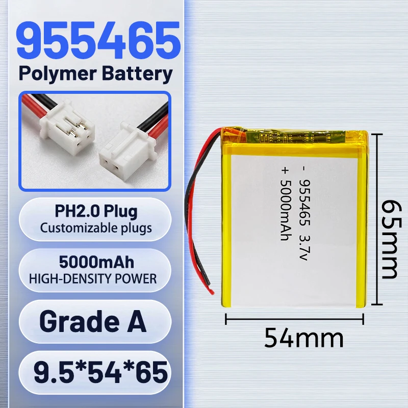 3.7V 5000mAh 955465 Polymer Lithium Battery Lithium Ion Battery For Power Bank GPS 100% Real Capacity