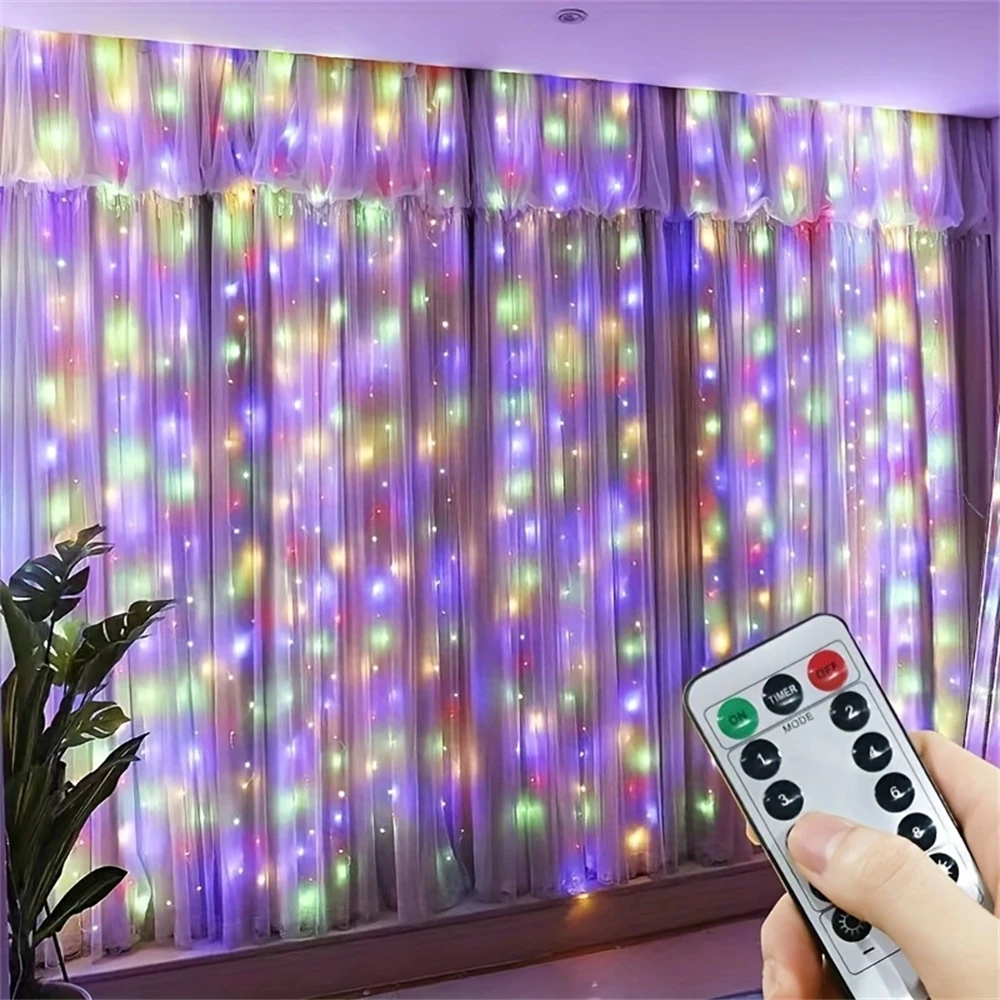 USB LED 3/6 متر الستار سلسلة أضواء 8 طرق التحكم عن بعد الزفاف الجنية جارلاند أضواء لغرفة النوم زينة عيد الميلاد للمنزل