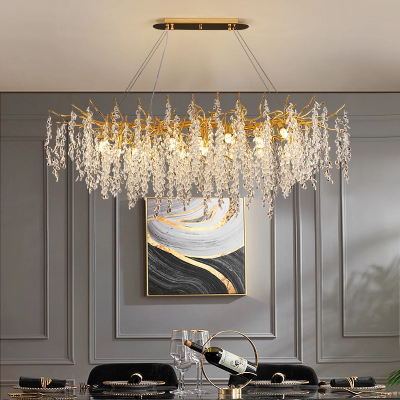 

French luxury k9 crystal chandelier villa living room decoration lighting creative branch lamp 110v220v