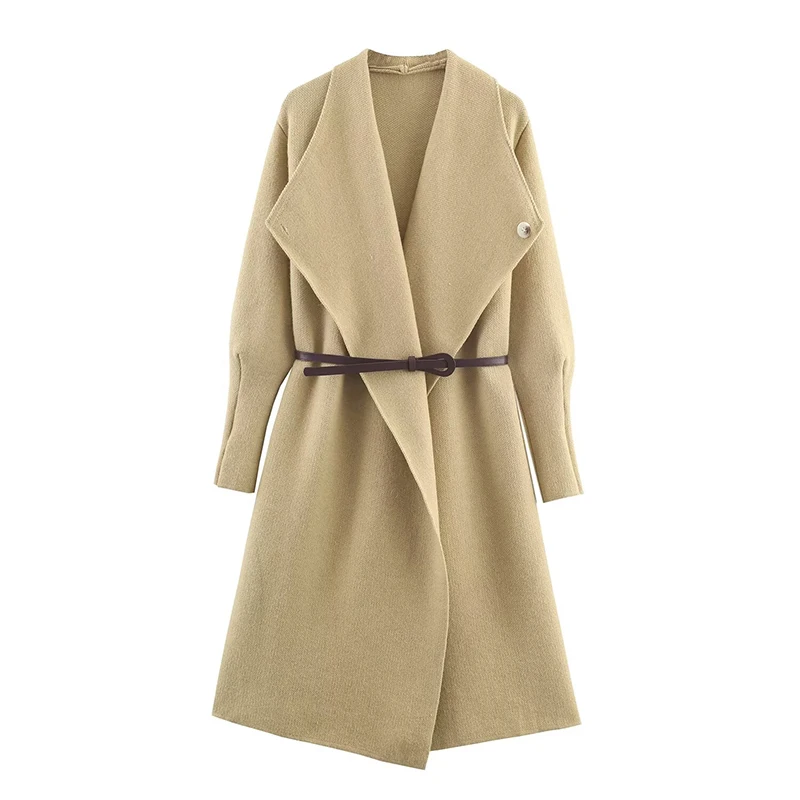 

YENKYE 2025 Women Autumn Winter Long Knit Cardigan Coat Fashion With Belt Elegant Warm Outerwear