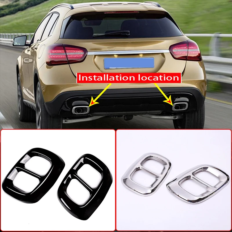 2Pcs Stainless Steel Chrome For Mercedes Benz GLA Class X156 Car Exhaust Output Tail CoverTrim For Infiniti Q30 QX30 Accessories