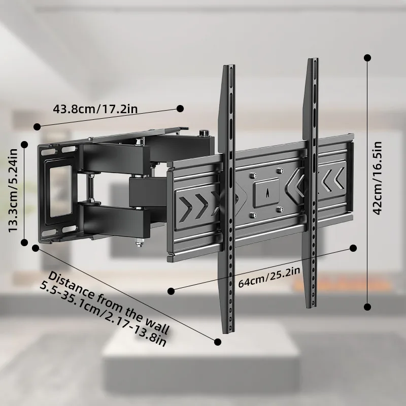 Support mural TV Full Motion avec double bras articulé pour la plupart des téléviseurs 32-70 pouces, Support d'inclinaison pivotant jusqu'à VESA 600x400mm