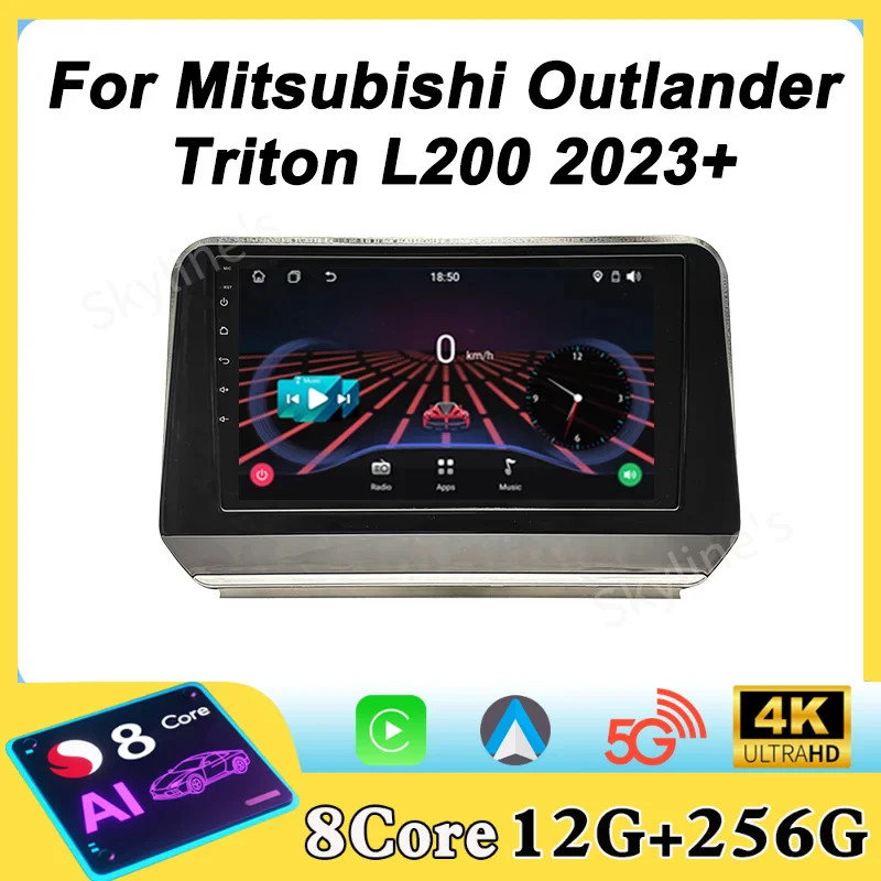 Carplay Stereo Car Radio Multimedia Video Player For Mitsubishi Outlander Triton L200 2023+ Android Autoradio GPS