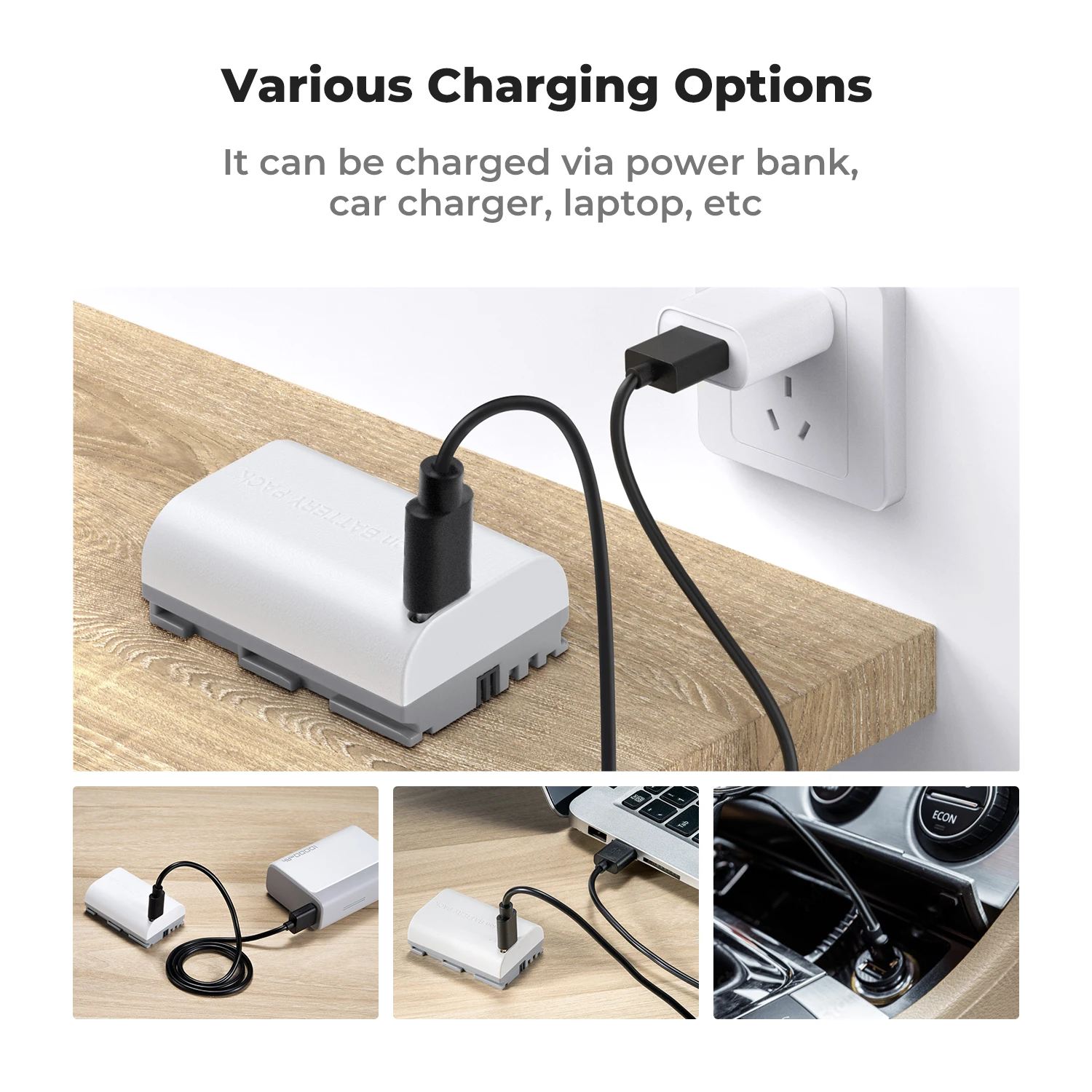 K&F Concept 2-Pack LP-E6NH Battery with 2600mAh Capacity and Type-C Fast Charging for Canon EOS 90D 80D 70D 5D Mark II III IV 5D