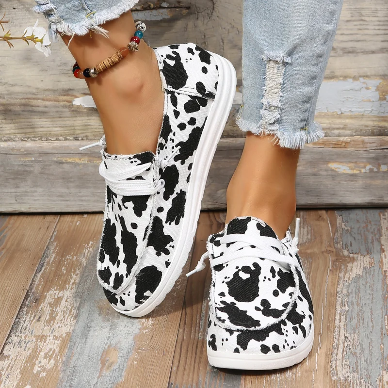 2022 Summer New Large Foreign Trade Women's Shoes Square Head Denim Leopard Print Cow Multi Color Single Shoe Girl