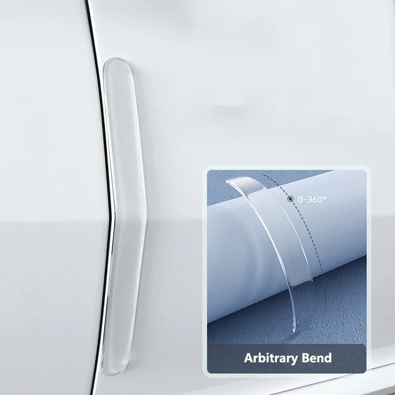 4PCS Extended Car Door Bumper Strip Transparent Body Protector Anti-scratch & Anti-scuff Protective Strip Body Decoration Strip