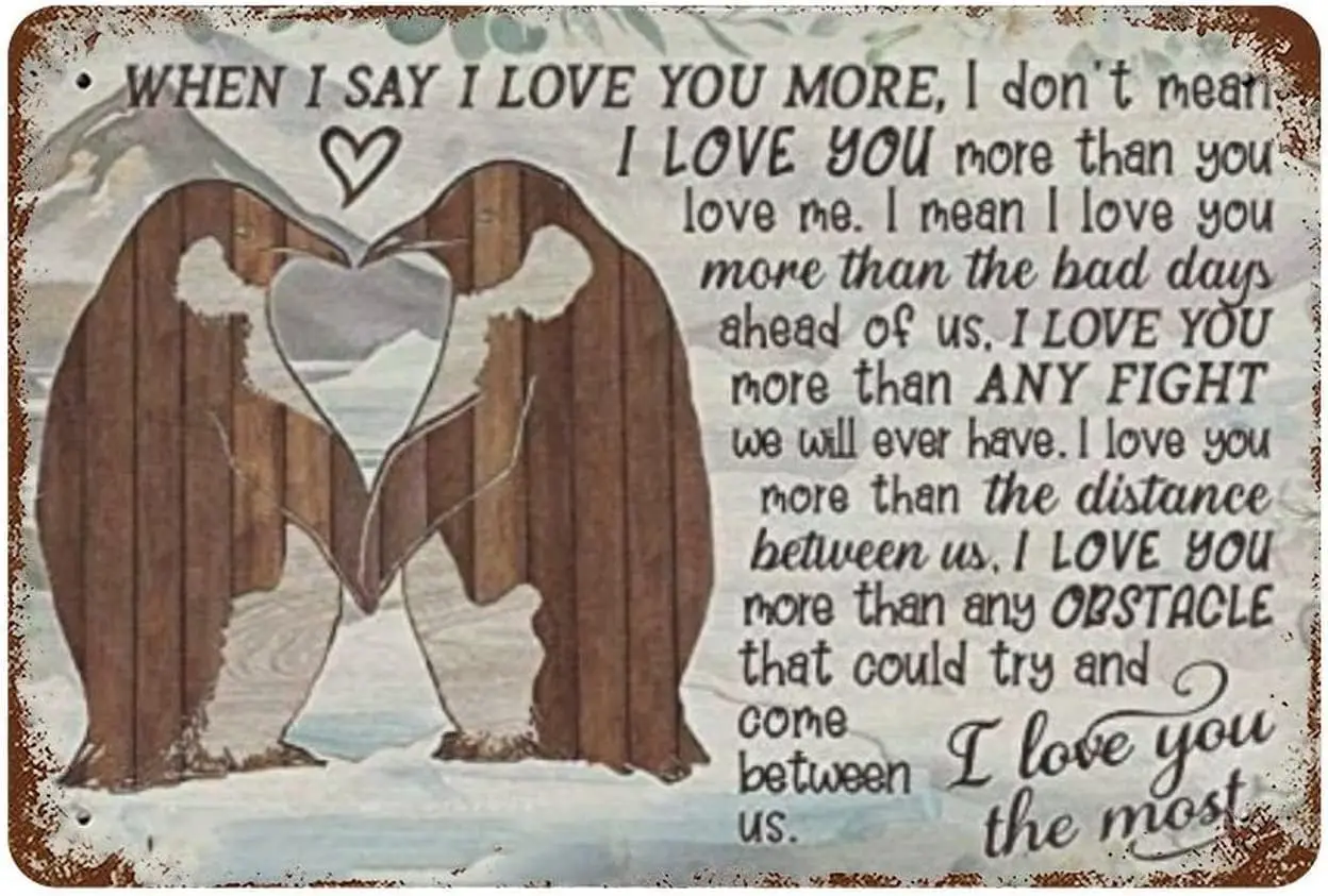Металлические знаки «когда я скажу «Я тебя люблю больше», пингвин, винтажный жестяной знак на День святого Валентина, декор для ванной комнаты, Ретро плакат, настенное искусство для дома L Металлические знаки «когда я скажу «Я тебя люблю больше», пингвин, винтажный жестяной знак на День святого Валентина, декор для ванной комнаты, Ретро плакат, настенное искусство для дома L