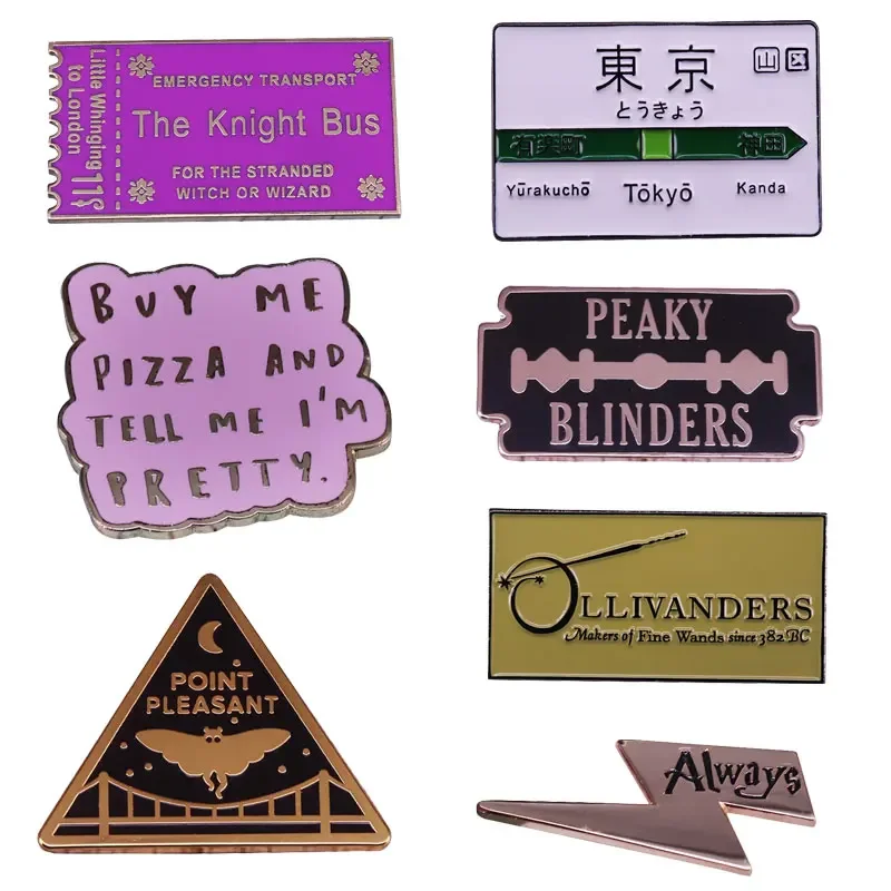 

Knight Bus Ticket Enamel Pins classics Quotations Lapel Badge Denim Jacket Backpack Brooch Decoration Men Women Fashion Gifts