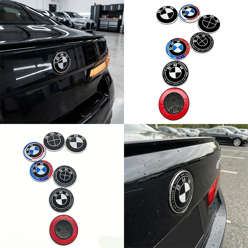 Emblema de 82mm para capô dianteiro e adesivo para porta-malas traseiro para BMW X3 M M5 M3 E46 E90 E60 F10 E39 F30 E36 G30 E87 E70