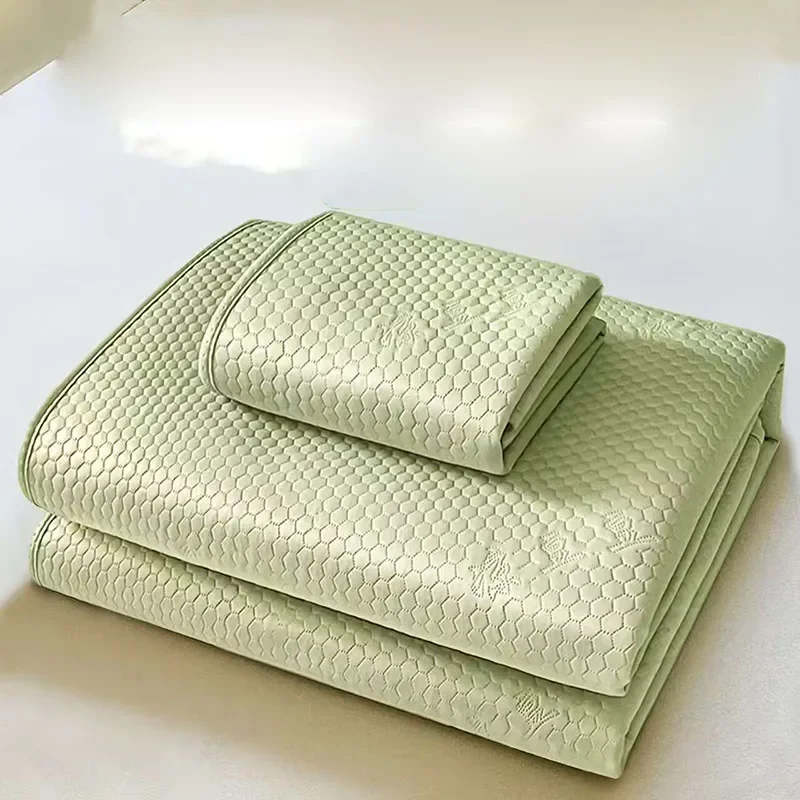 Nuevo Estera 3D Ice Bean Cool Feeling, juego de 3 piezas, aire acondicionado plegable de verano, cojín suave, almohadilla para dormir transpirable de Color sólido