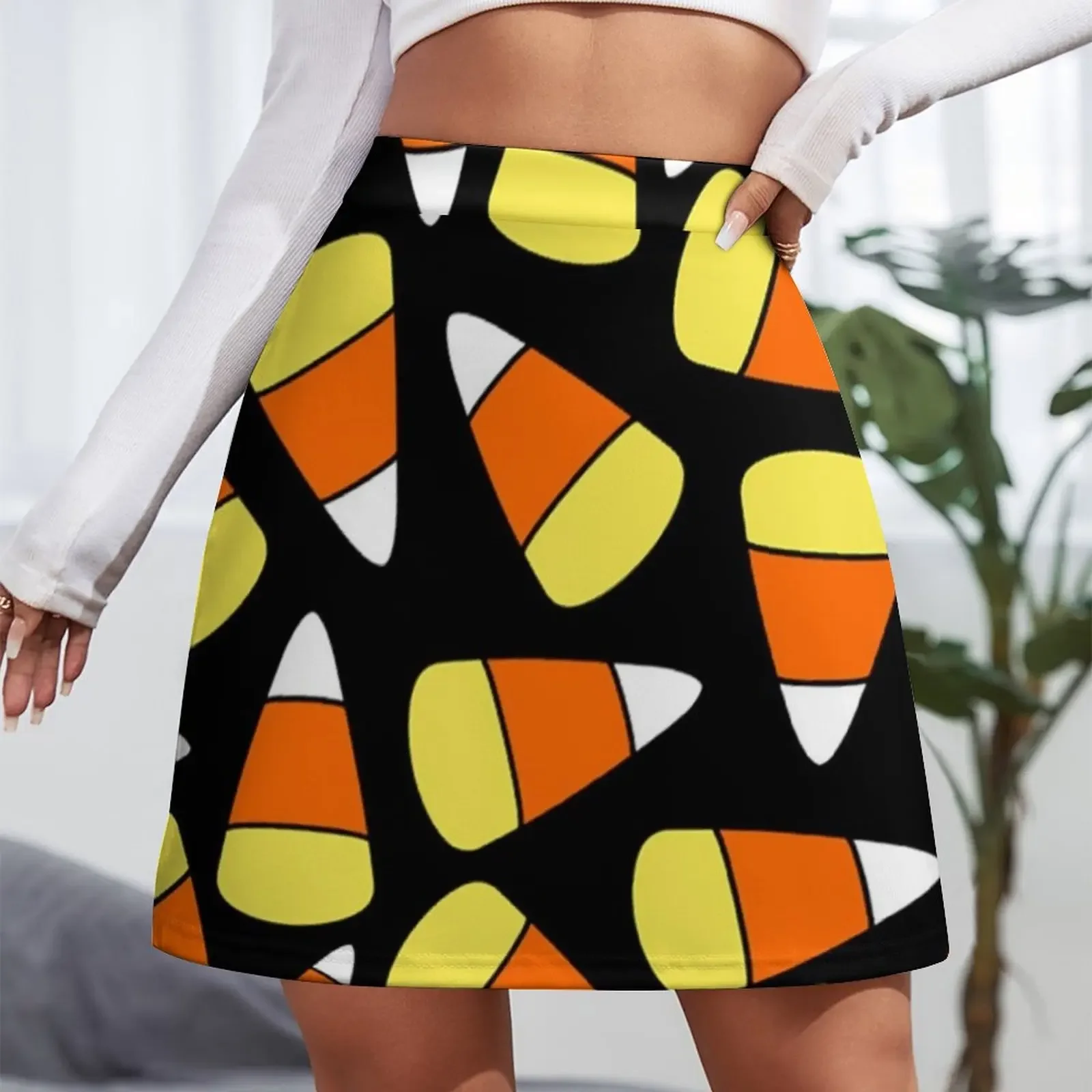 Candy Corn Pattern Halloween Mini Skirt night club women micro mini skirt extreme Mini Skirt