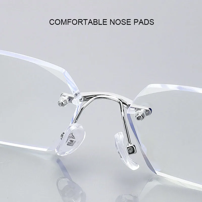 Ahora Men Rimless Business Finished Myopia Optical Glasses Frame Anti Blue Light Computer Eyewear 0-1.0to-5.5