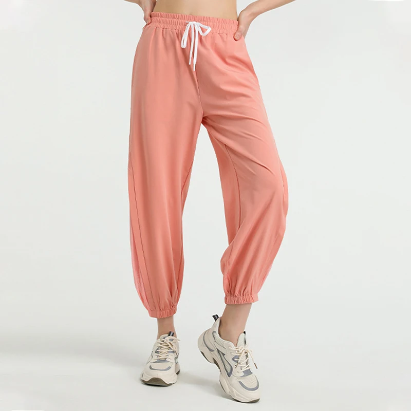 Elastic Waist Quick-Drying Jogger Pants Women Spring Summer Loose Mesh Spliced Fitness Yoga Trousers 2026 Running Sports Pants