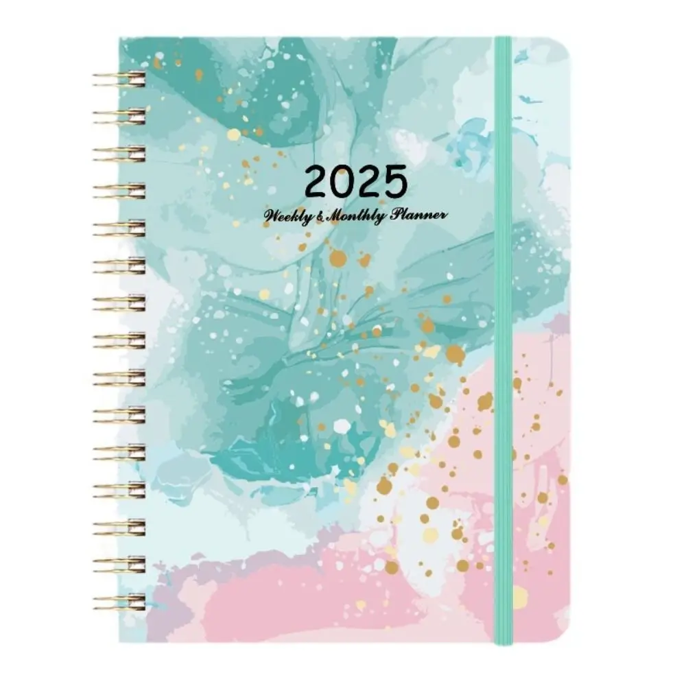 A5 2025 Agenda Planner Notebook Floreale 140 pagine 365 giorni Blocco note Carta Fascia elastica Design Notebook aziendale Aumenta la produttività
