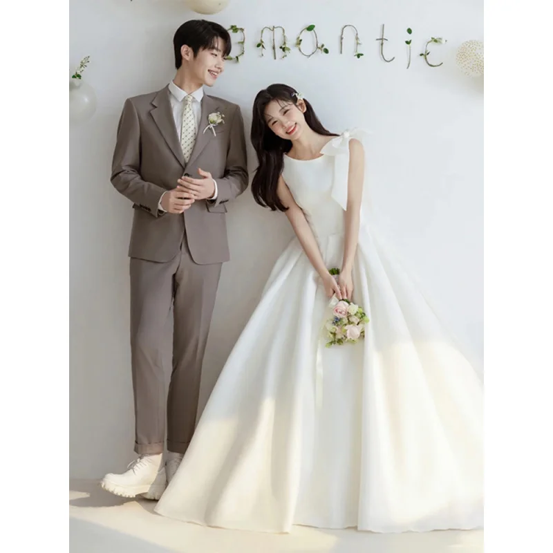 French Light Wedding Dress Simple Elegant Super Fairy Mori Style Floor-Length Small Wedding Veil Dress