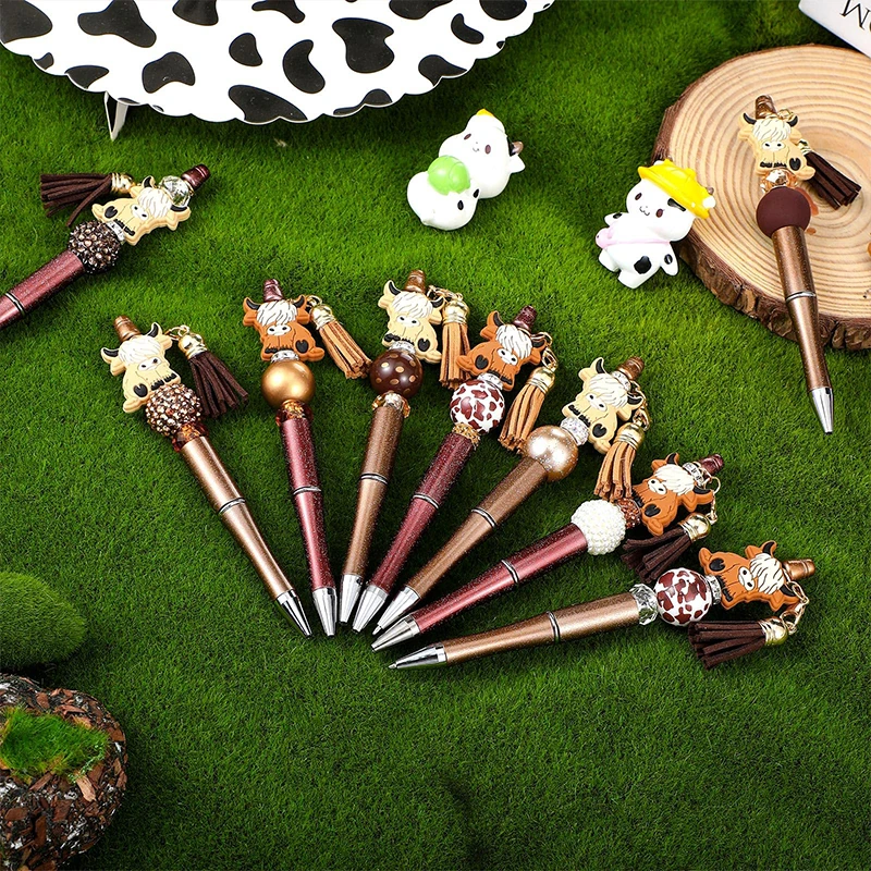 50Pcs Beadable Pens Black Ink Bead Pens Beaded Multicolor Ballpoint Pen for Students Kids School Office Making DIY