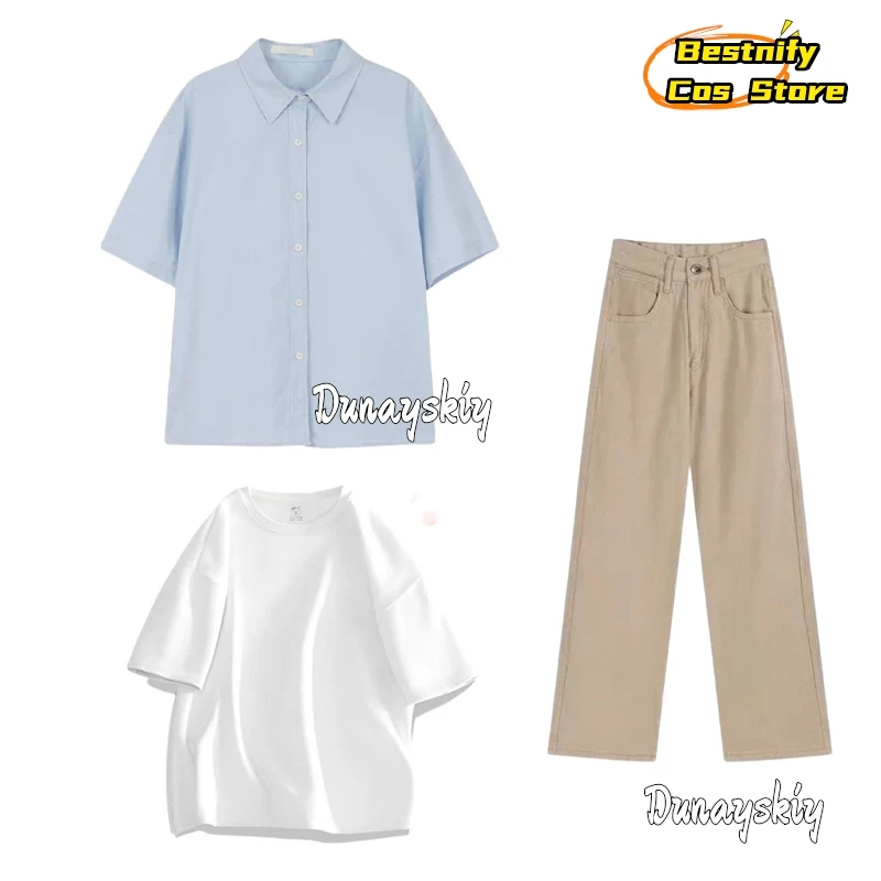 LINK CLICK Yingdu Arc Cheng Xiaoshi 코스프레 Costumes Summer Shirt T-shirt Casual Pants Set Unisex Outfit Anime Role-Play Suits