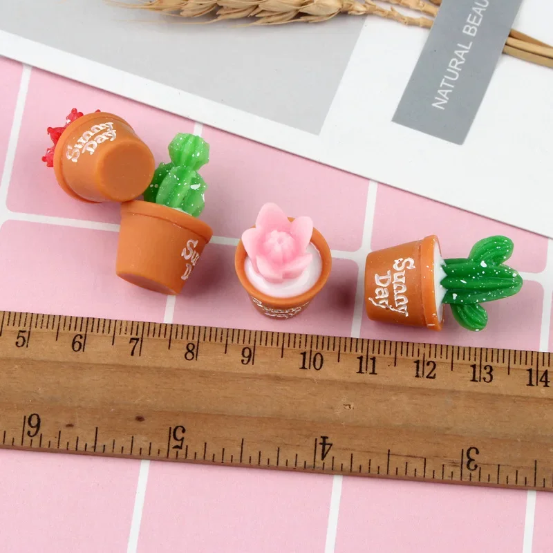 10 Pcs Simulation Cute 3D Cactus Succulent Plants Mini Potted Kawaii Doll House Decoration DIY Micro Landscape Decor