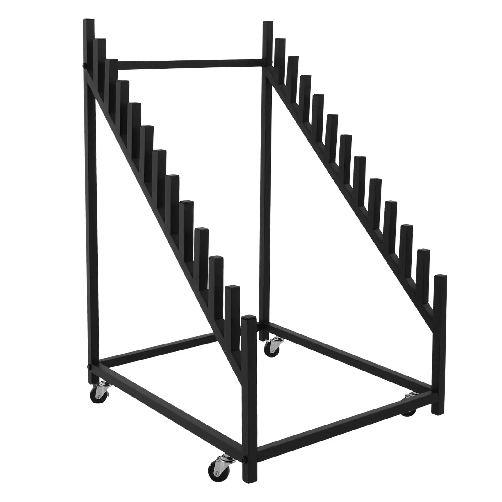

12-tiers Metal Tile Display Stand,Porcelain Tile Sample Display Rack with Wheels,Standing Slotted Flooring Display Shelf for Pla