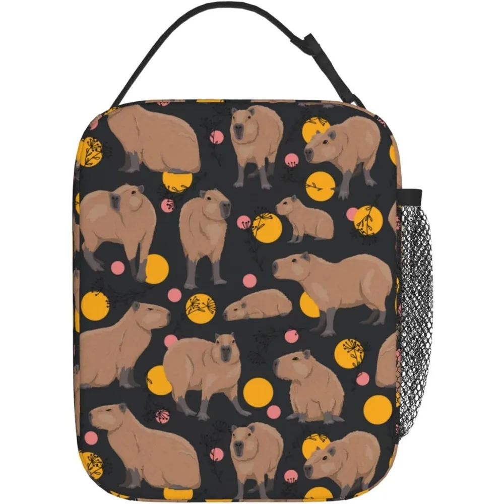 

Симпатичная капибара и горошек — изолированная сумка для обеда с принтом, стильная термосумка для ежедневных обедов любителей животных