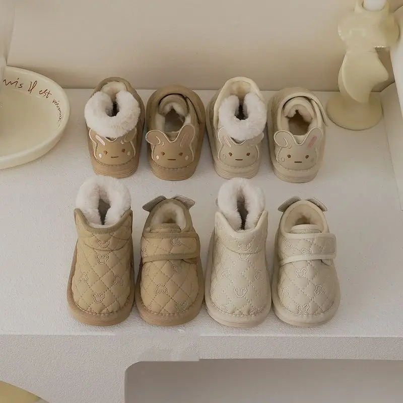 2026 New Autumn Winter Baby Cotton Shoes Cute Rabbit Design Anti Slip Closed Back Toddler Slippers Soft Sole walking Shoes Wear