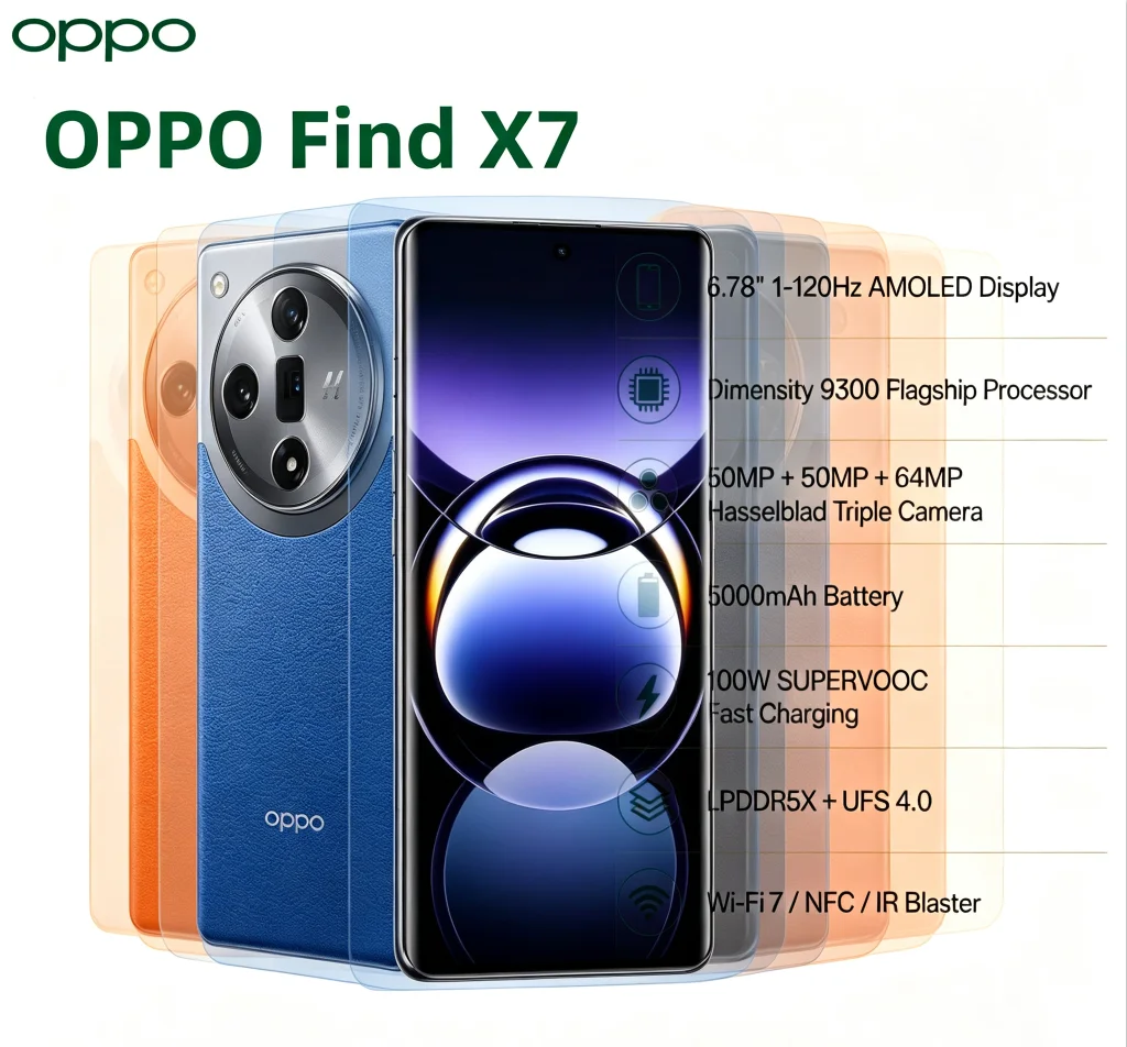 Best Seller 2026 Global Version OPPO Find X7 5G Android Handset 6.78‑Inch Wide Screen Dimensity 9300 High‑End Chip 50MP AI