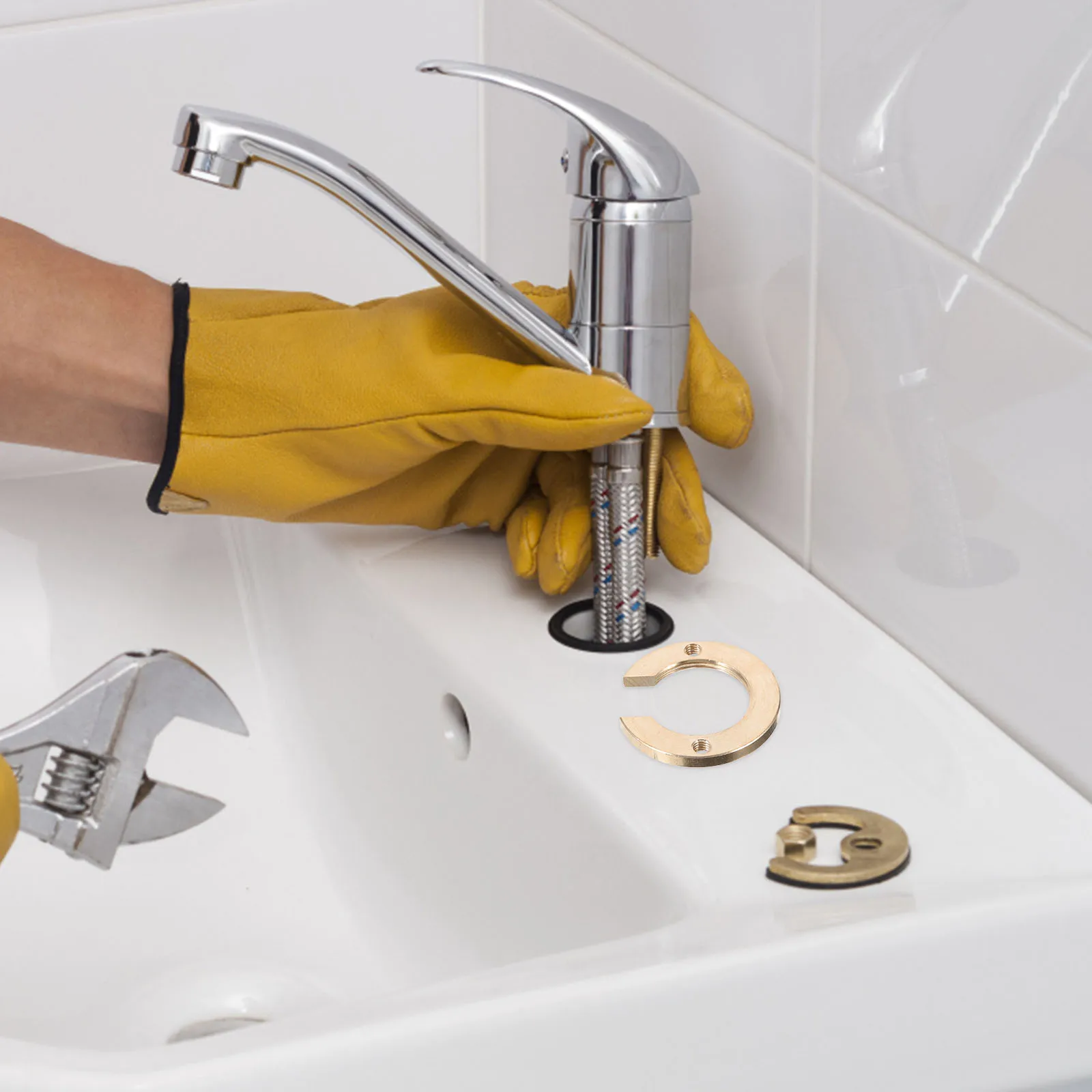 1 مجموعة 1 مجموعة النحاس C-شكل صنبور قفل الجوز سيليكون غسالة مكافحة تخفيف تحديد المناسب لإصلاح تركيب صنبور حوض المطبخ