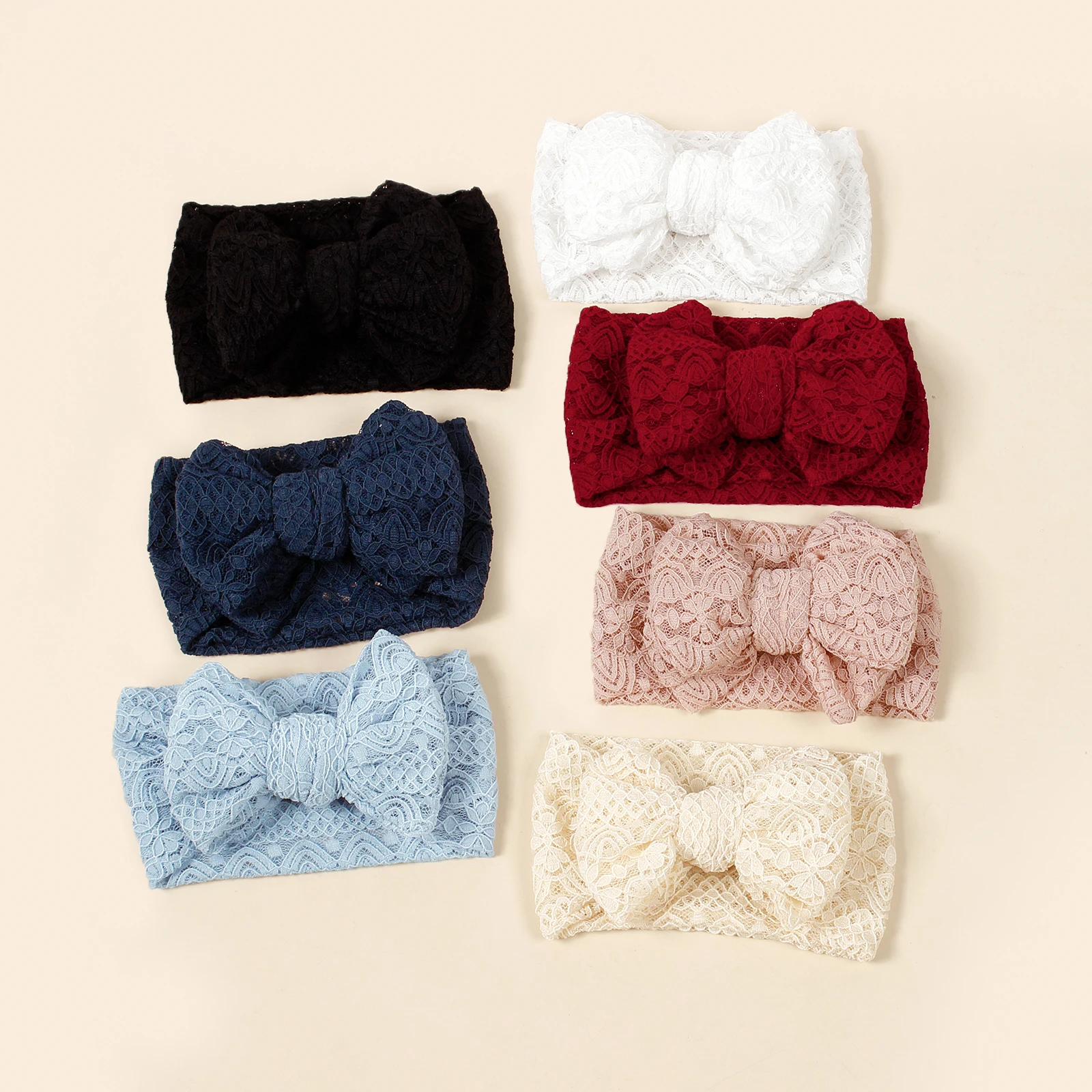 24 teil/los Neugeborenen Baby Spitze Bogen Stirnbänder, Gestickte Bogen Elastische Haarbänder Kinder Mädchen Turban Kopf Wraps Kinder Spitze Stirnbänder – Detail 2