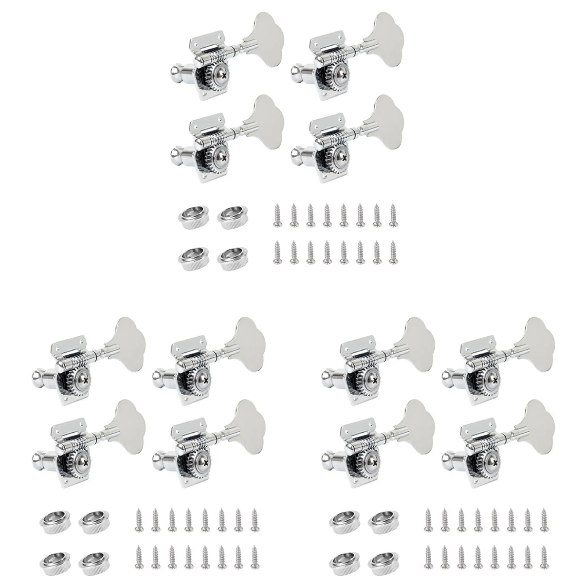 12Pcs Guitar Tuning Pegs Electric Bass Tuner Peg Guitar Open Gear Tuning Pegs Machine Heads for Silver