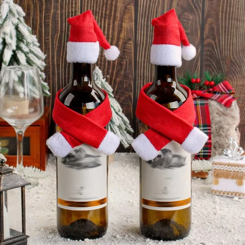 عيد الميلاد النبيذ واقي أحذية بلاستيك كيس النبيذ زجاجة الشمبانيا يغطي 2025 عيد الميلاد النبيذ الديكور حفلة طاولة طعام ديكور السنة الجديدة هدية #3