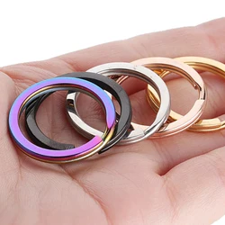 Llaveros de acero inoxidable de Color dorado, 10 piezas, llaveros redondos de línea plana, anillos divididos para DIY, cierres para llavero, fabricación de joyas