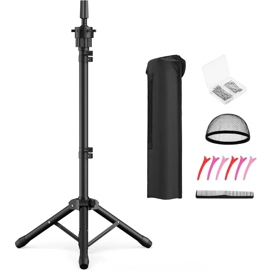 

50 Inches Height Adjustable Tripod Wig Head Stand with AntiSlip Base for Salon Styling Wig Display Barber Training and Beauty S