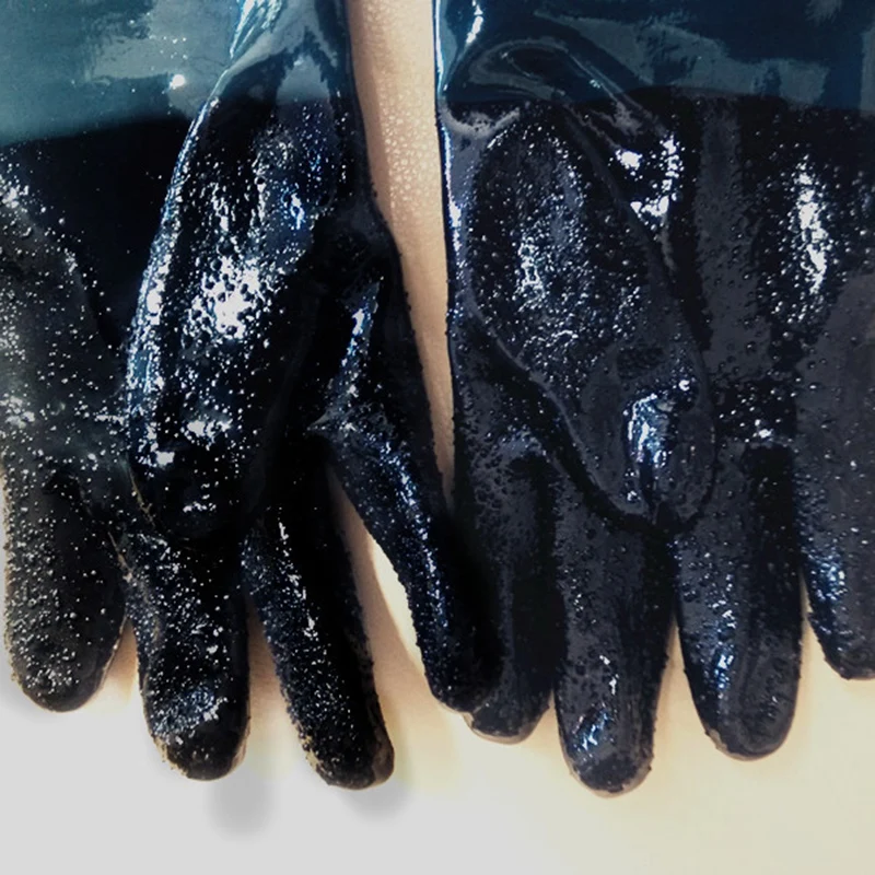 1Pair Durable Rubber Sandblasting Gloves 60cm Heavy Duty Protective Gloves for Sandblast Machine Cabinet Wear Resistant