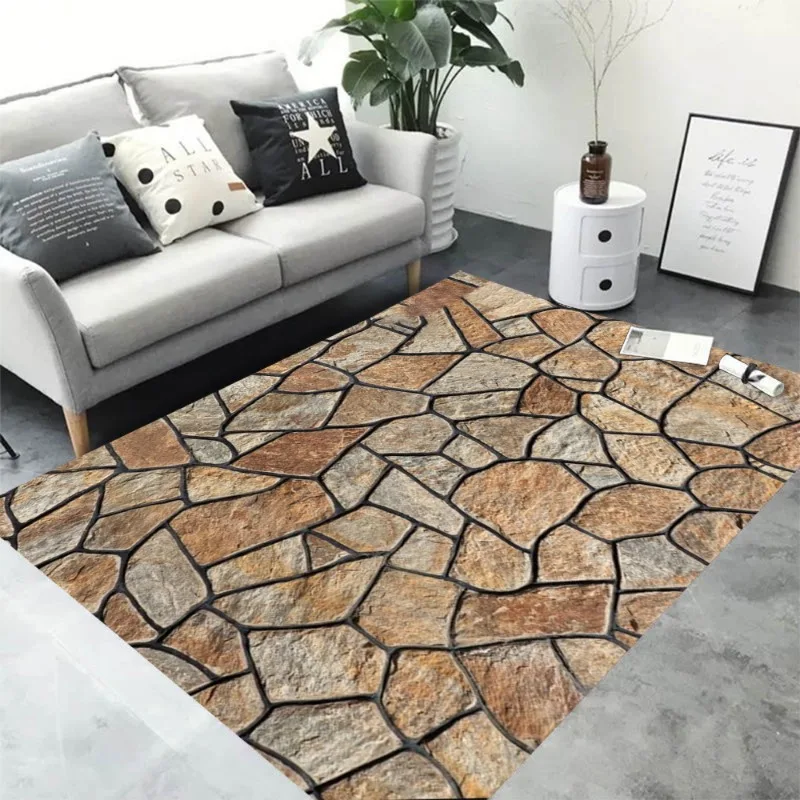 

Retro Imitation Stone Pattern Carpet for Living Room Bedroom Room Home Decoration and Floor Rug Anti-slip Machine Wash Mat