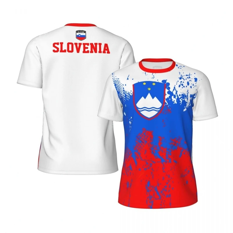 Slovenia Flag Football T Shirts For Men Fashion Summer National Emblem 3D Printed Jersey Casual Quick Dry Breathable Tees Tops