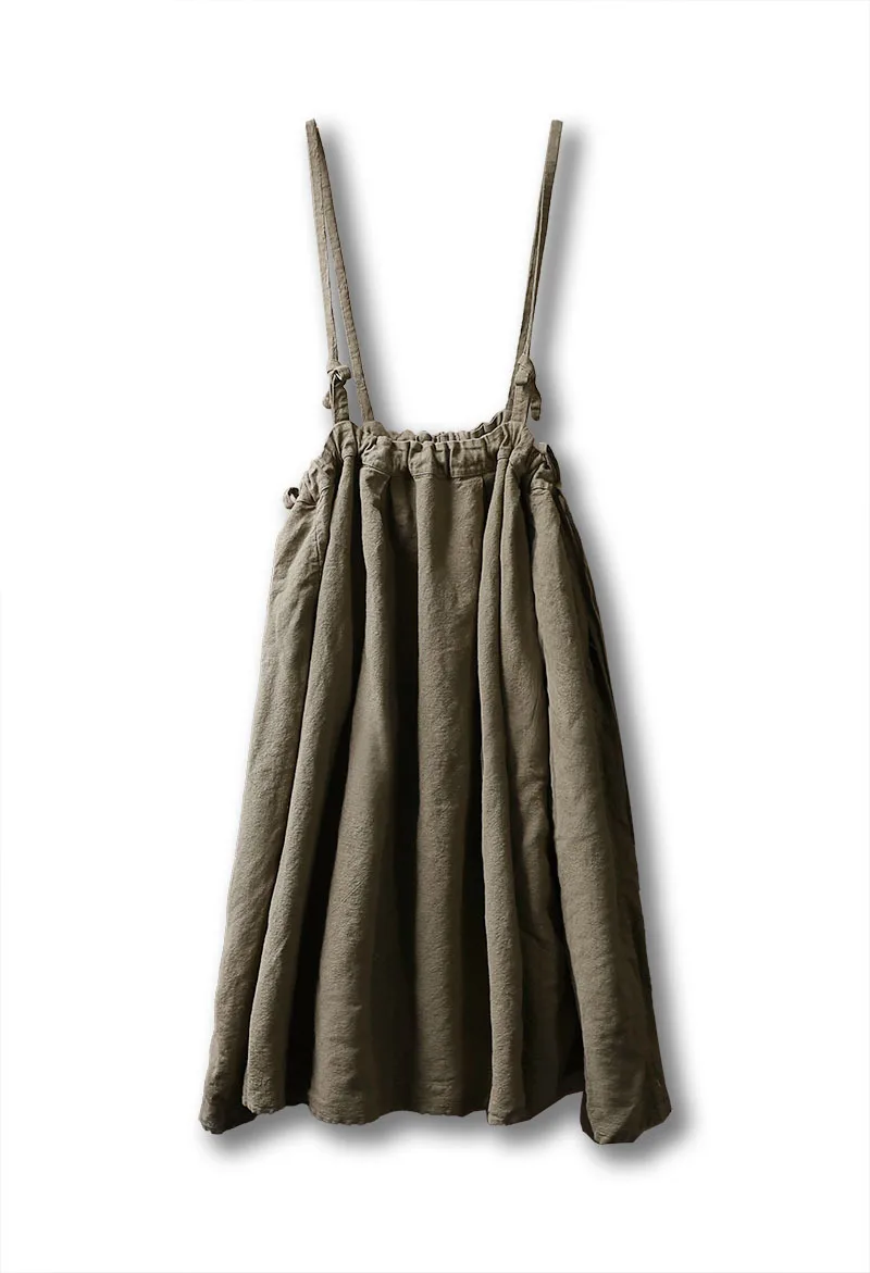 Women Vintage Strap Long Pleated Skirts Loose Casual Suspender Skirts Retro Lace-Up High Waist Streetwear Female Clothing 2023