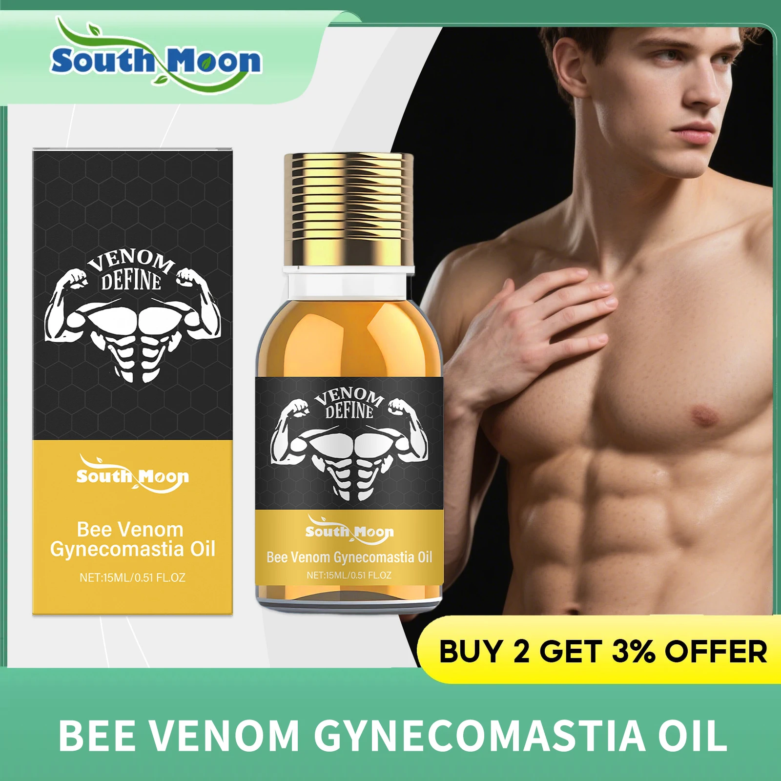 Bee Venom Gynecomastia Oil Moisturize Breast Nursing Firming Chest Contour Shape Breasts Remove Excess Fat Chest Tightening Oil