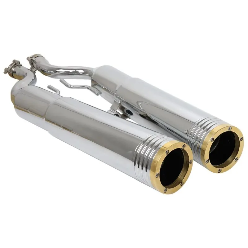 

Slip-on Exhaust Mufflers With Brass End Caps - Chrome Fits For R 18 Classic 100 Years R18B R18 B/Rot