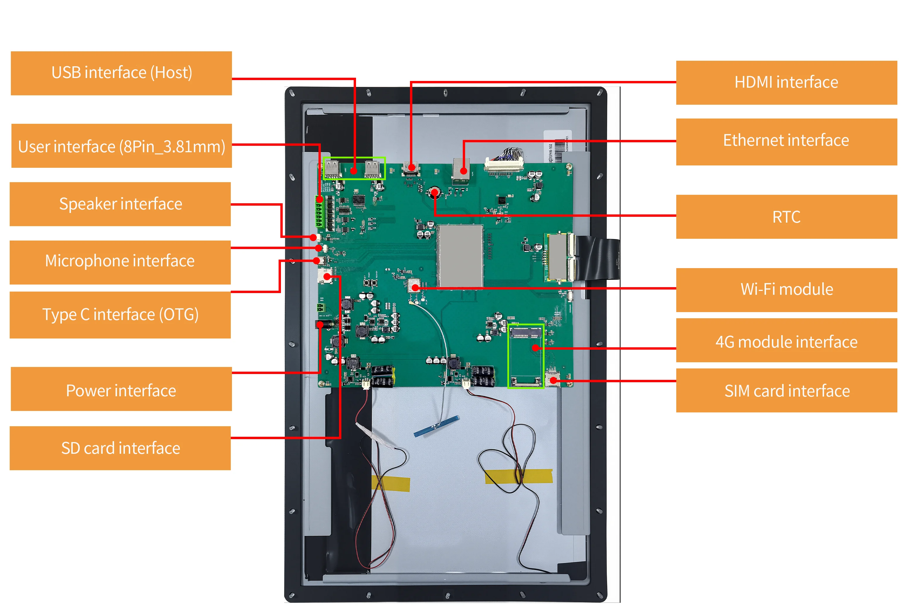 DWIN 21.5Inch 1920x1080 High Brightness 900nit Embedded Android Display LCD Module Capacitive Touch Screen