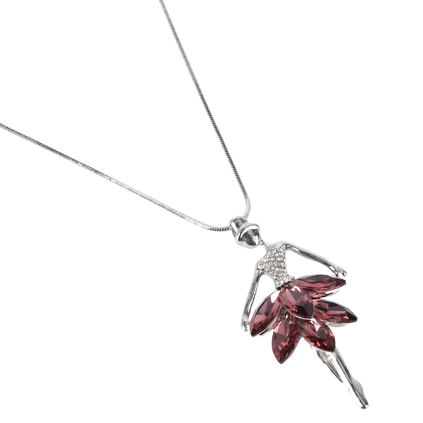 Elegant Violet Ballet Dancer Pendant Necklace Anti Corrosion Lightweight Ballerina Chain for Dress Decoration Ballerina Pendant