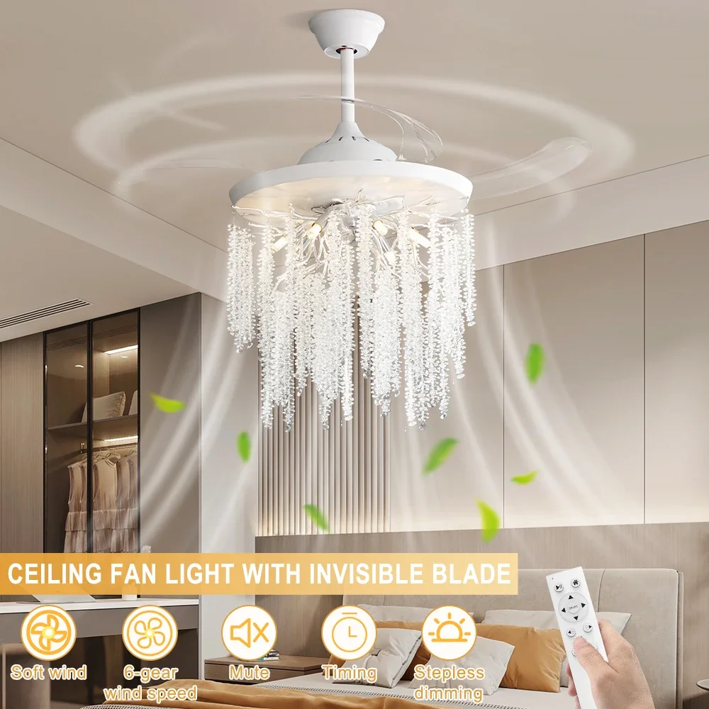 Ceiling Fans With Light For Living Room Dining Room Blades Reversible 6 Speeds Fans Lighting 40W for Bedroom and Lighting