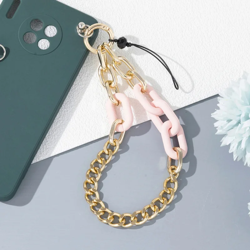 Korean Short Mobile Phone Chain for Women Summer Acrylic Alloy Phone Lanyard Hand Carry Fashion Hanging Chain Jewelry