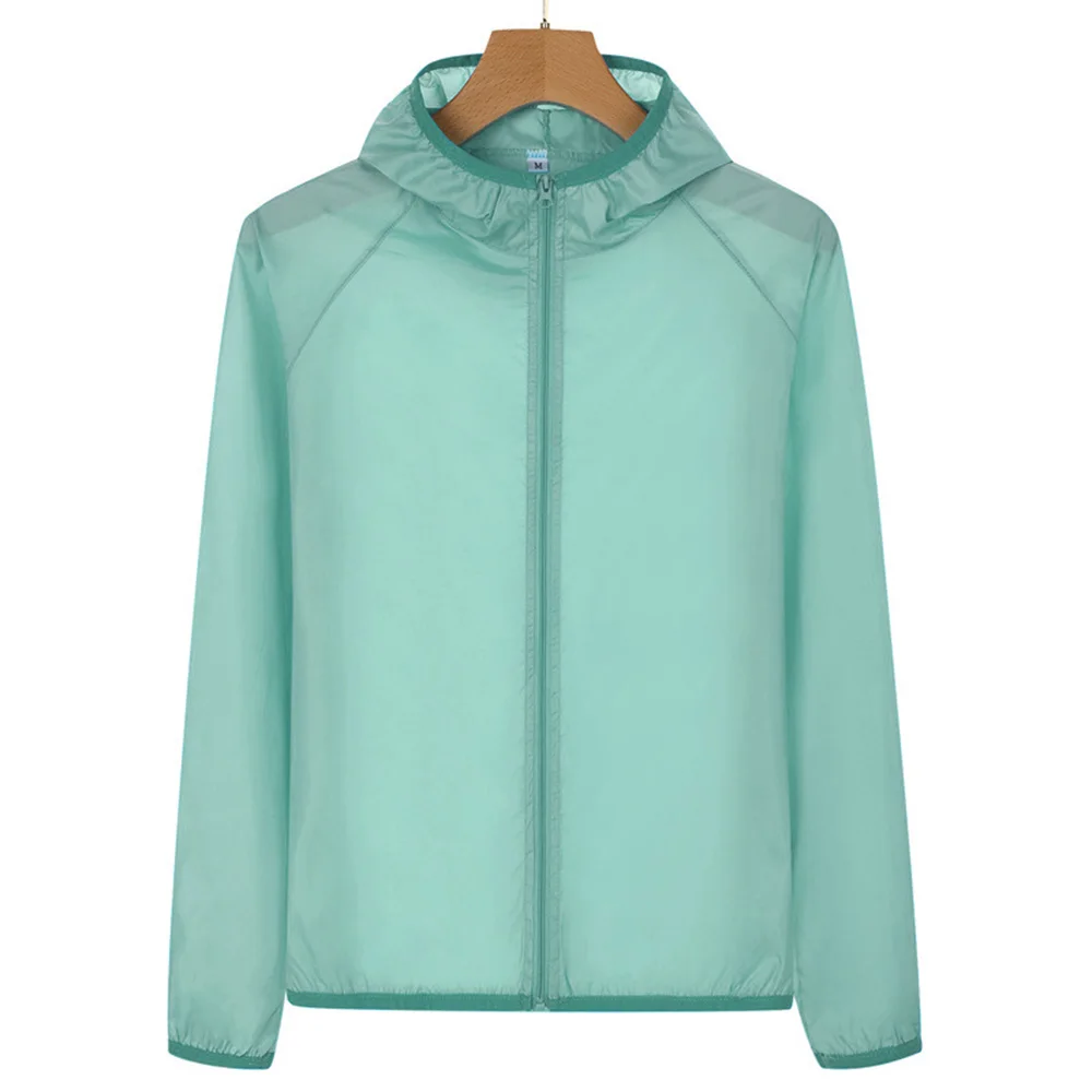 Men's Summer Lightweight Sunscreen Ice Silk Quick Drying Breathable Hooded Zip Up Sun-protection Skin Coat