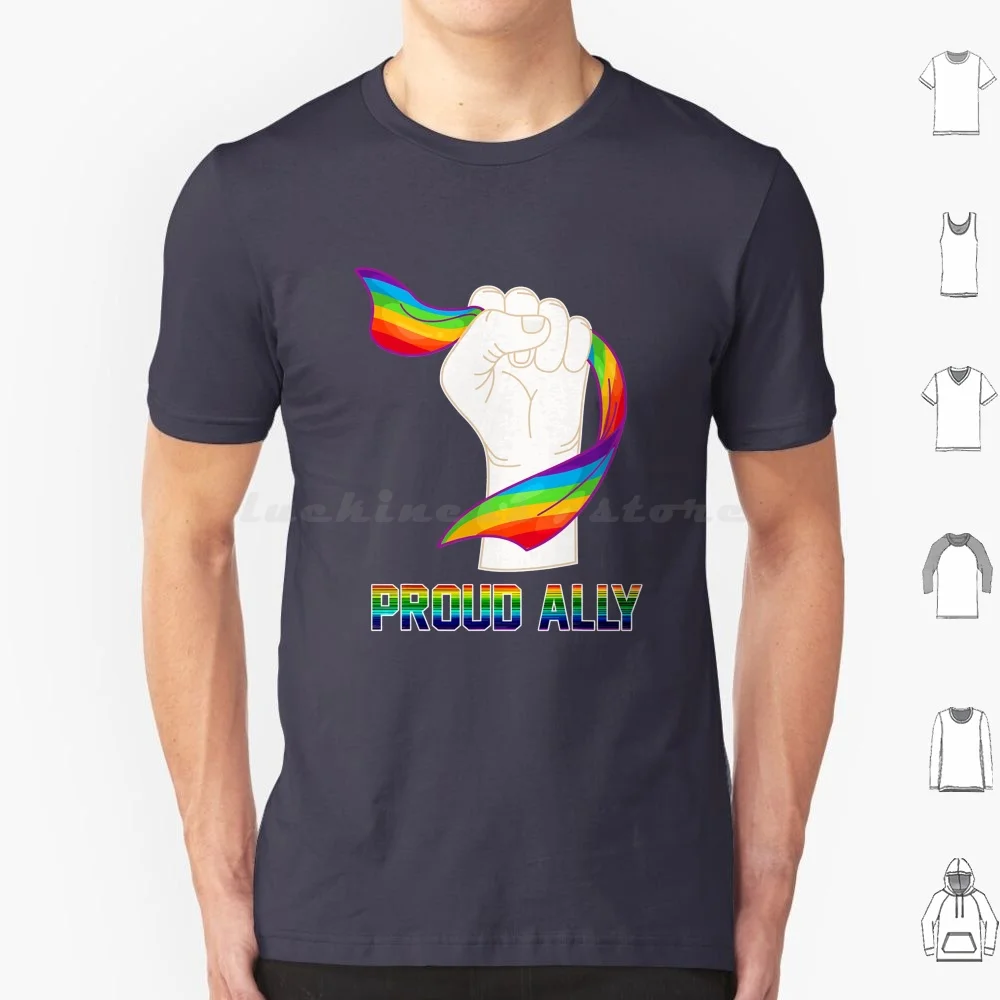 Proud Ally Lovely Pride T Shirt 6xl Cotton Cool Tee Bisexual Pride Bi Queer Rainbow Bio Sexual Trans Asexual Pride Cute Flag