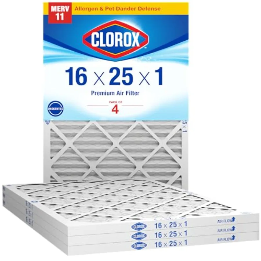 16x25x1 Air Filter MERV 11 Pleated HVAC AC Furnace Air Filters MPR 1000 and FPR 7 Pack of 4