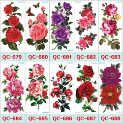 Flower Waterproof Temporary Tattoo Sticker Rose Decor Fake Tattoo Girls Taty Lady Tatuagem For Woman Arm Leg Back Tattoo Sitcker