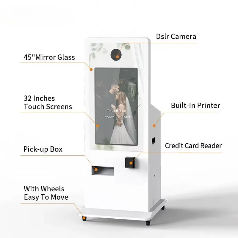 Custom made Digital Coin Operated Self Service Instant Photo Mirror Booth for Events